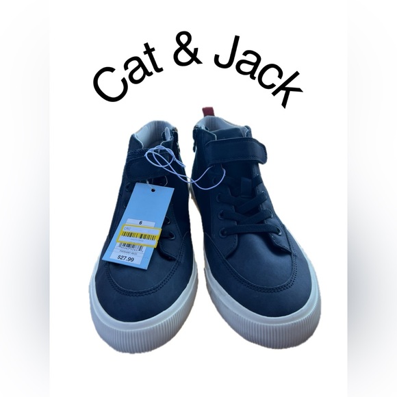 NWT - Cat & Jack High Top Tennis Shoes size 6 with side zippers. KIDS - Picture 1 of 12